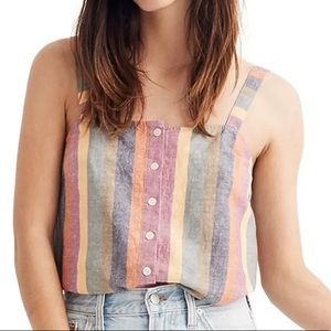 Madewell Rainbow Stripe Button Down Tank Size L